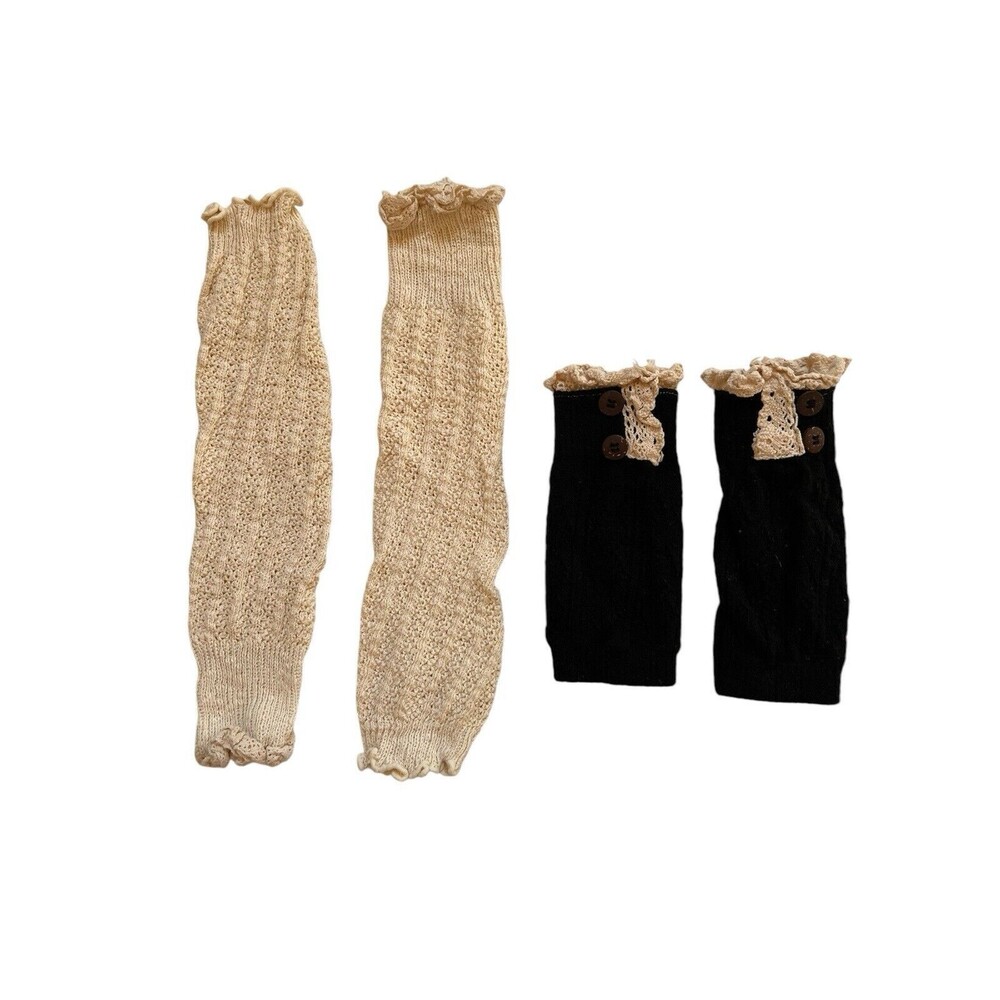 Boot Toppers, Beige & Black, Set of 2, O/S